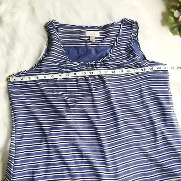 Loft Blue Striped Tank with Butterfly Open Back - Picture 4 of 7